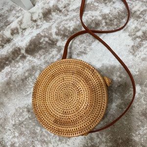 Boho round basket crossbody bag